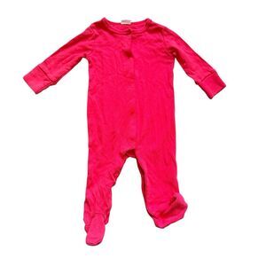 Baby Girls Starting Out Coral Cotton Snap Down Footie Pajamas Sleeper - 6 mo